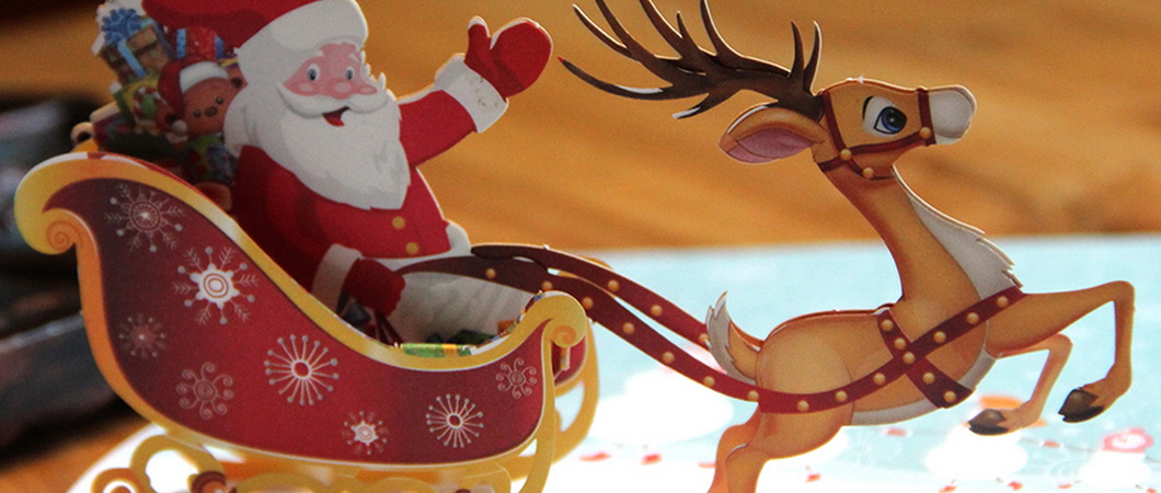 Поделка «Дед Мороз на санях с оленями»